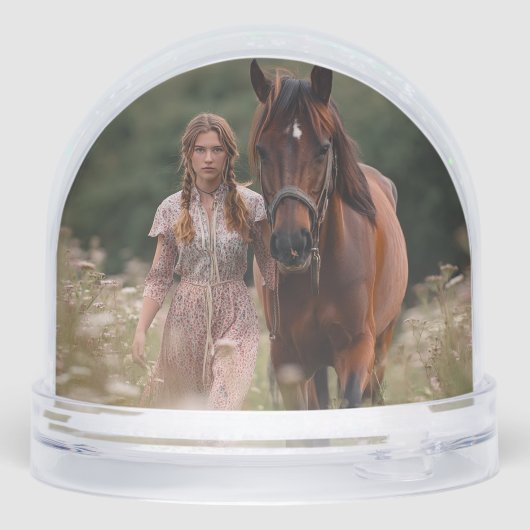 2 Foto's Sjabloon Custom Horse Foto Paardensport Sneeuwbol (Achterkant)