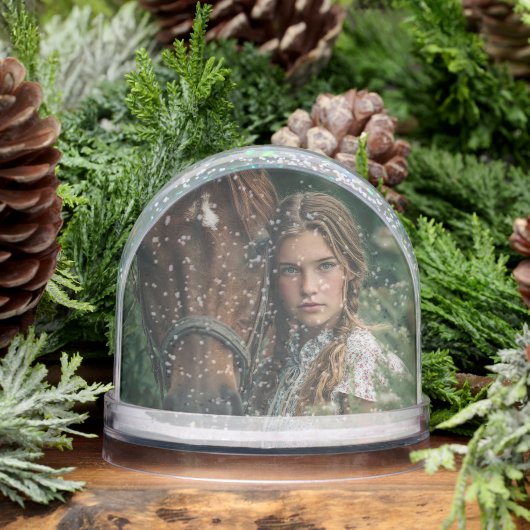 2 Foto's Sjabloon Custom Horse Foto Paardensport Sneeuwbol (Winter)