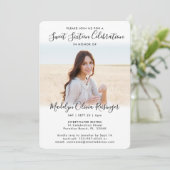 2 Foto's Sweet 16 Chic Moderne Elegante Script Kaart (Staand voorkant)