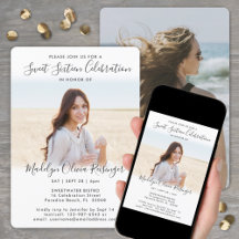2 Foto's Sweet 16 Chic Moderne Elegante Script