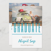 2 Foto's Trendy Moderne Strand Versie 2 Afstuderen Kaart (Voorkant / Achterkant)