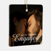 2 Foto's Typografie Eerste Kerstmis Betrokken Keramisch Ornament (Rechts)