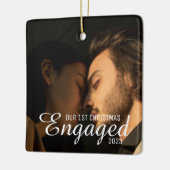 2 Foto's Typografie Eerste Kerstmis Betrokken Keramisch Ornament (Links)