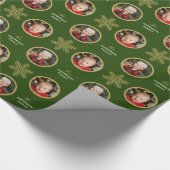 2 Foto's Unieke Snowflake Royal Green Kerstmis Cadeaupapier (Hoek)