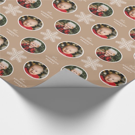 2 Foto's Unieke witte snowflake kerst Cadeaupapier (Hoek)