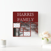 2 Foto's van Autumn Red Tree Personalized Wall Clo Vierkante Klok (Huis)