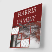 2 Foto's van Autumn Red Tree Personalized Wall Clo Vierkante Klok (Hoek)