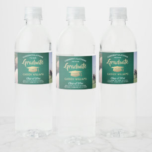 2 Foto's Verjaardagsfeestje Geborsteld Groen Goud Waterfles Etiket