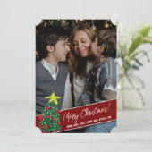 2 foto's Vrolijk kerstfeest Feestdagenkaart (Staand voorkant)