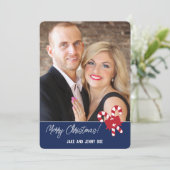 2 foto's Vrolijk kerstfeest Feestdagenkaart (Staand voorkant)