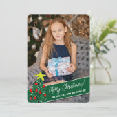 2 foto's Vrolijk kerstfeest Feestdagenkaart (Staand voorkant)