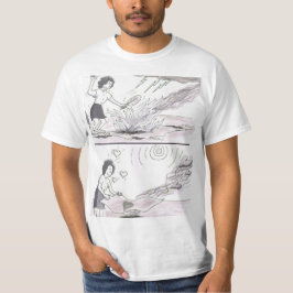 2 foto's: Vrouw Fanning Flames maken Slechtere dek T-shirt