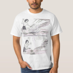 2 foto's: Vrouw Fanning Flames maken Slechtere dek T-shirt