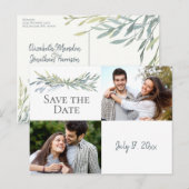 2 Foto's Watercolor Bloemen Modern Kaartje "Save T Aankondigingskaart (Voorkant / Achterkant)