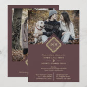 2 Foto's Weddenschap Initialen Ornamental Lace Ele Kaart (Voorkant / Achterkant)