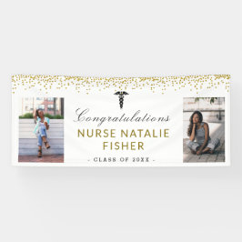 2 Fotoscript Gefeliciteerd Verpleegster Gold Confe Spandoek