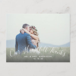 2 Fotoscript Hartelijke Bedankt bruiloft Dank u Briefkaart