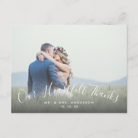 2 Fotoscript Hartelijke Bedankt bruiloft Dank u Briefkaart (Voorkant)