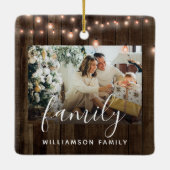 2 Fotoserie Hout en lichte feestdag Keramisch Ornament (Achterkant)