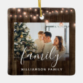 2 Fotoserie Hout en lichte feestdag Keramisch Ornament (Voorkant)