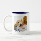 2 Fotosjabloon Double Sided Love Text Deep Blue Tweekleurige Koffiemok (Links)