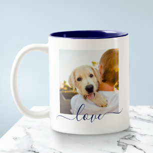 2 Fotosjabloon Double Sided Love Text Deep Blue Tweekleurige Koffiemok