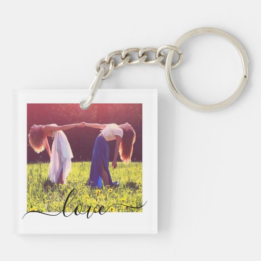 2 Fotosjabloon Double Sided Love Text White Sleutelhanger (Achterkant)