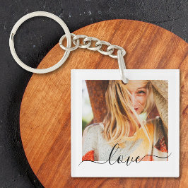 2 Fotosjabloon Double Sided Love Text White Sleutelhanger