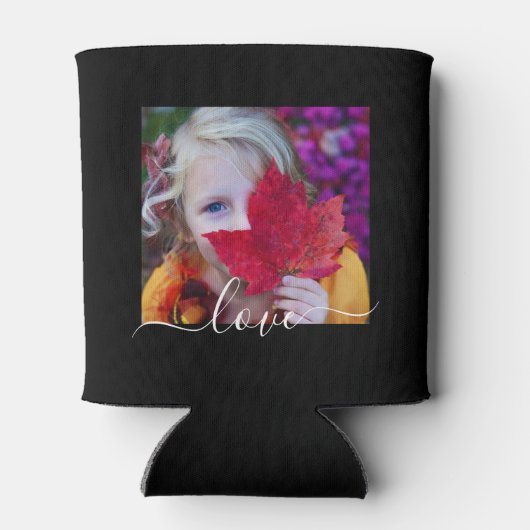 2 Fotosjabloon liefdestekst dubbelzijdig zwart Blikjeskoeler (Achterkant)