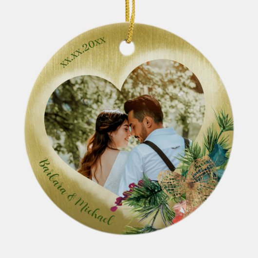 2 Fototemplate Gold aangepast Keramisch Ornament (Voorkant)