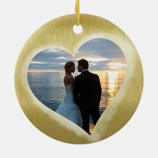 2 Fototemplate Gold aangepast Keramisch Ornament (Achterkant)