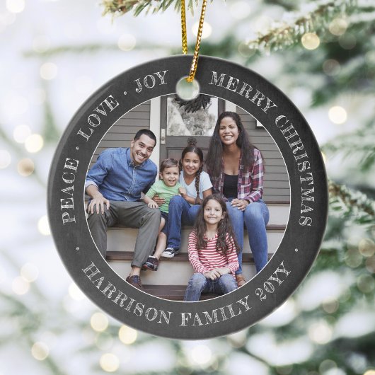 2 Fotovredesliefde Joy Merry Xmas Faux Chalkboard Keramisch Ornament