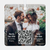 2 Fotoweddenschap ∙ Passen getrouwd Playlist QR Co Metalen Ornament (Achterkant)