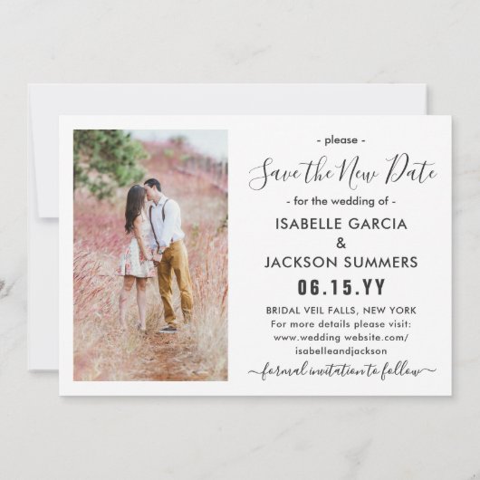 2 Fotowijziging van plannen bruiloft nieuwe jaar f Save The Date (Achterkant)