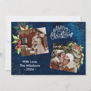 2 Fotozonegroet Holly Berries Kerstmis Feestdagenkaart