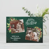 2 Fotozonegroet Holly Berries Kerstmis Feestdagenkaart (Staand voorkant)