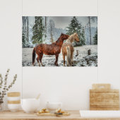 2 Friendly Ranch Horses, Dun, Palomino Paint Photo Poster (Keuken)