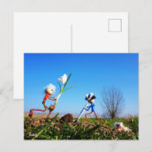 2 Fubby's die een bol krokus planten. Briefkaart (Voorkant / Achterkant)