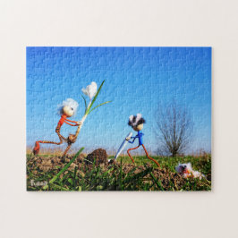 2 Fubby's die een bol krokus planten. Legpuzzel