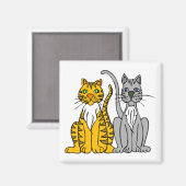 2 Funny Cartoon Alley Katten met Whiskers Magneet (Voorkant / Achterkant)
