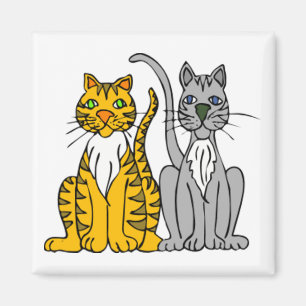 2 Funny Cartoon Alley Katten met Whiskers Magneet