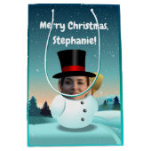 2 Funny Snowmen Gepersonaliseerd met je eigen foto Medium Cadeauzakje (Voorkant)