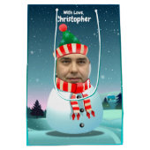 2 Funny Snowmen Gepersonaliseerd met je eigen foto Medium Cadeauzakje (Achterkant)