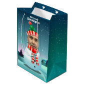 2 Funny Snowmen Gepersonaliseerd met je eigen foto Medium Cadeauzakje (Achterkant Gekanteld)