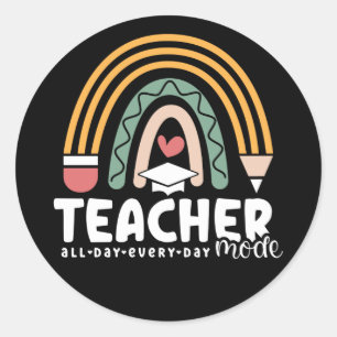 2- Funny Teacher Mode Teaching Gift for Teacher Ronde Sticker