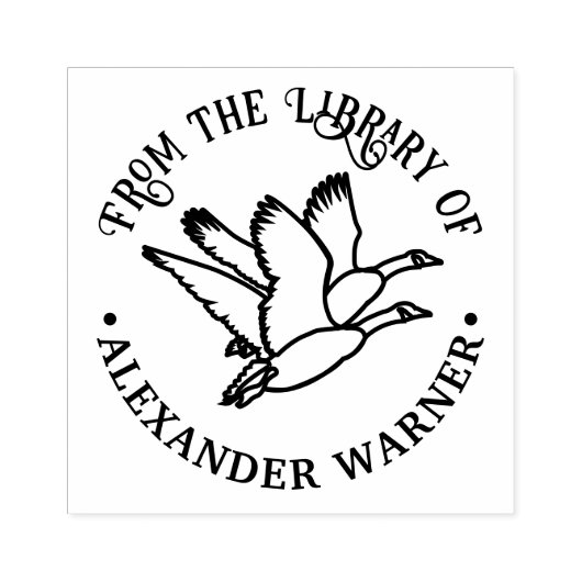 2 ganzen in vlucht bibliotheek boeknaam rubberstempel (Afrduk)