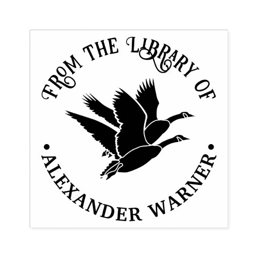 2 ganzen in vlucht bibliotheek boeknaam rubberstempel (Afrduk)