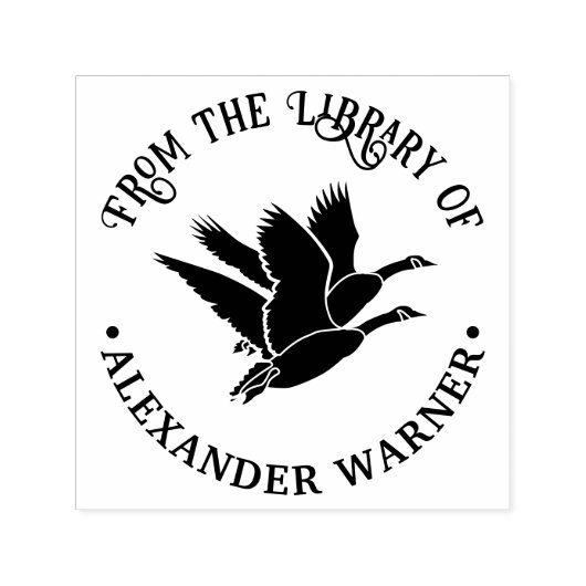 2 Ganzen in Vluchtbibliotheek Boeknaam Zelfinktende Stempel (Design)