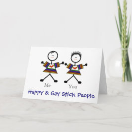 2 Gay Stickmen Romantisch Wenskaart Aanpassen! Feestdagen Kaart