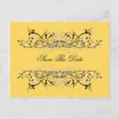 #2 Geel zwart wit wervelingen Bewaar de datum Aankondigingskaart (Voorkant)